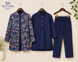 Royal navy blue kurta set with a statement printed jacket| Designer Kids Ethnic Wear | Kirti Agarwal