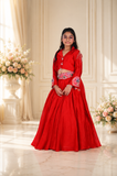 Luxurious Pure Chanderi Silk 3-Piece Lehenga Set with Embroidered Waist Belt.