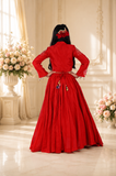 Luxurious Pure Chanderi Silk 3-Piece Lehenga Set with Embroidered Waist Belt.