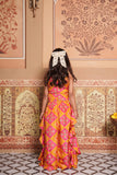 Vibrant Handcrafted Silk Crop Top with Ruffled Palazzo Set for Girls.