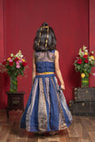 Mustard Crop Top with Handworked Jacket & Navy Flared Lehenga Set for Girls | Festive Ethnic Wear | Kirti Agarwal