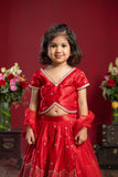 Sequin Embroidered Red Lehenga Set for Girls | Net Dupatta | Kirti Agarwal