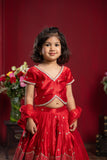 Sequin Embroidered Red Lehenga Set for Girls | Net Dupatta | Kirti Agarwal