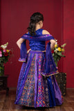 kids embroidered lehenga set with net dupatta and potli bag