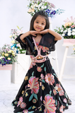 Designer floral lehenga set for kids festive wear