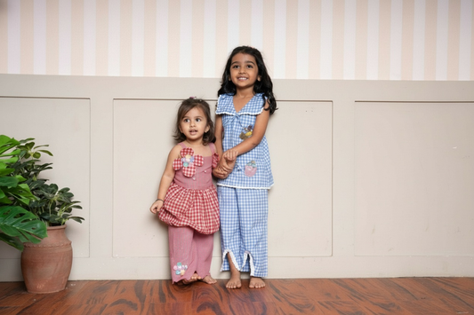 Pure Cotton Coord Sets - Blue and Red