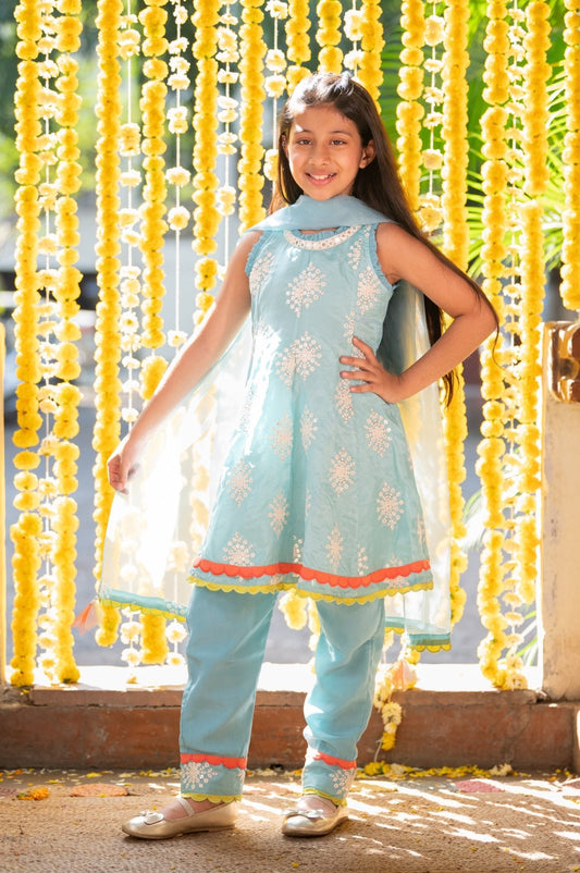 Gorgeous Sequin Work Blue Anarkali - Kirti Agarwal