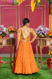 Orange Brocade Jacket Style Top And Lehenga - Kirti Agarwal