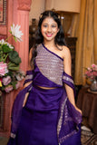 Regal One - Shoulder Purple Lehenga Set with Golden Brocade Panels – A Royal Statement for Every Festive Occasion! - Kirti Agarwal