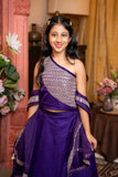 Regal One - Shoulder Purple Lehenga Set with Golden Brocade Panels – A Royal Statement for Every Festive Occasion! - Kirti Agarwal