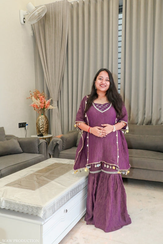 Stylish Purple Kurti with Sharara set - Kirti Agarwal