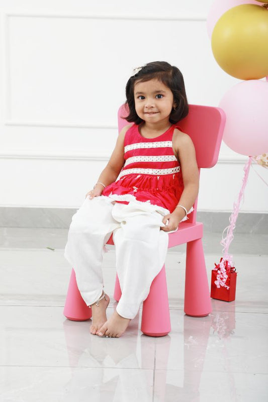 Asymmetric Abla embroidered kurta with off white dhoti - Kirti Agarwal