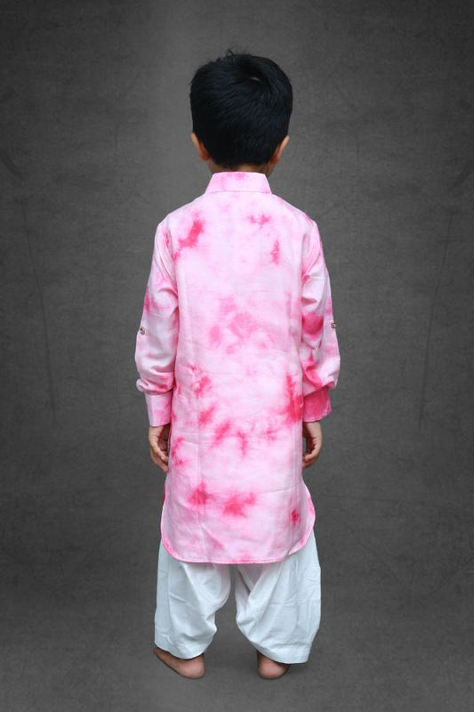 Collared Tie and Dyed Peppa Pig Kurta with Salwar - Kirti Agarwal