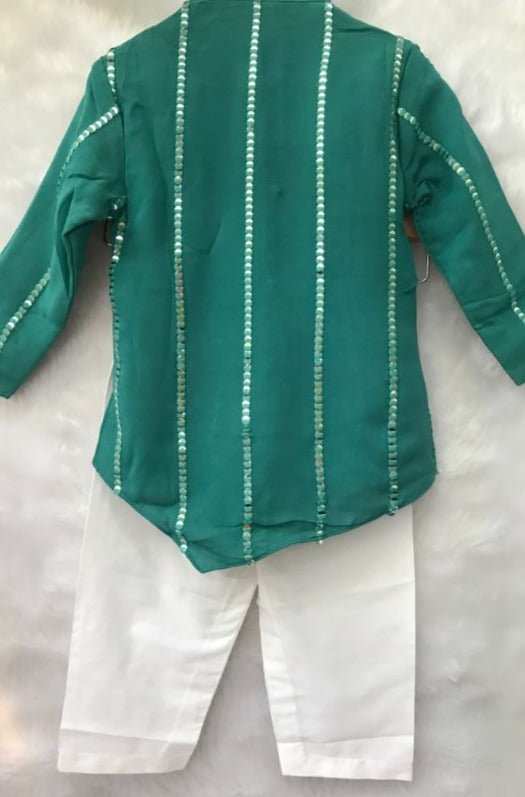 Dark Green Embroidered Kurta with Chudidar - Kirti Agarwal