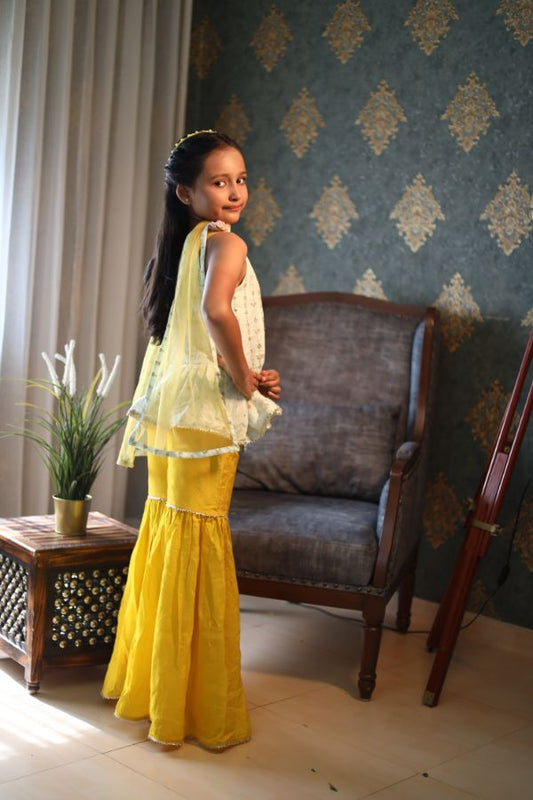 Embroidered Peplum top with Sharara - Kirti Agarwal