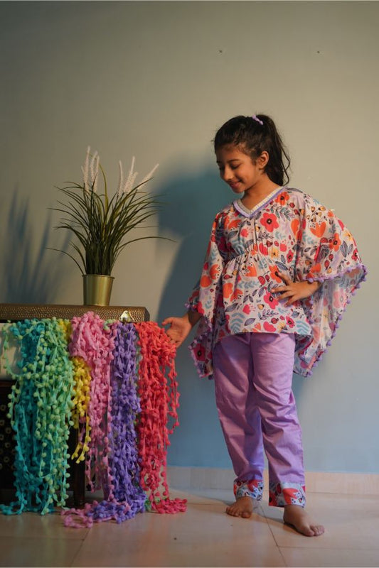 Flower Print Kaftan with pants - Kirti Agarwal