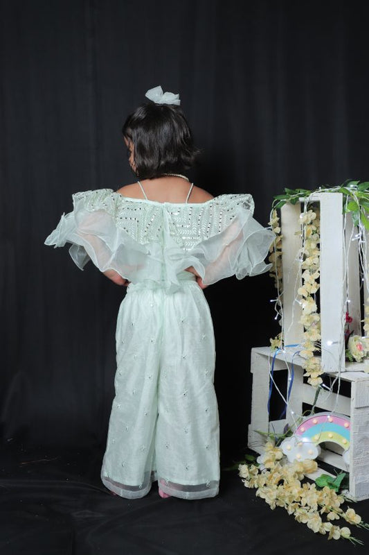 Frilled Top with Embroidered Palazzo - Kirti Agarwal