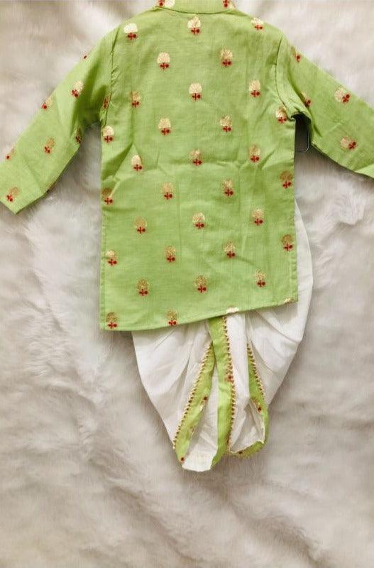 Green Chanderi Kurta with Dhoti - Kirti Agarwal