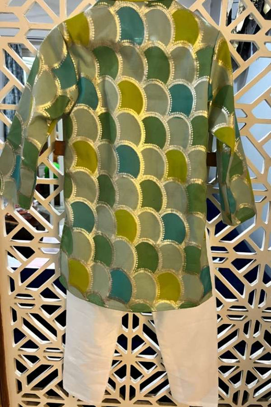 Multicolour Brocade Kurta And White Pyjama - Kirti Agarwal