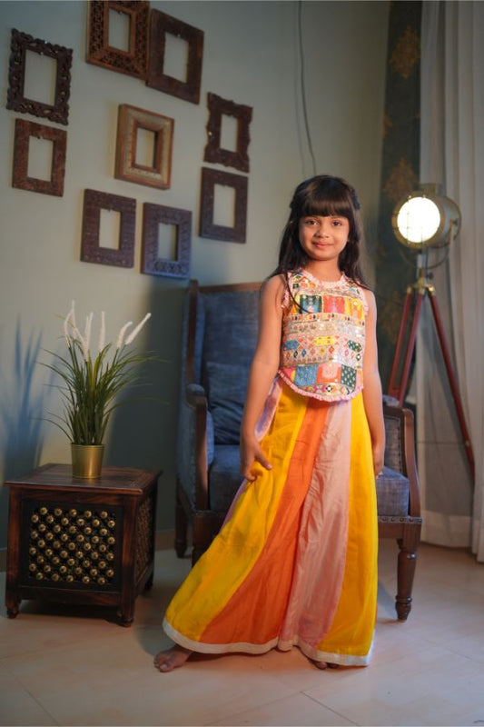 Multicolour Palazzo with embroidered top - Kirti Agarwal