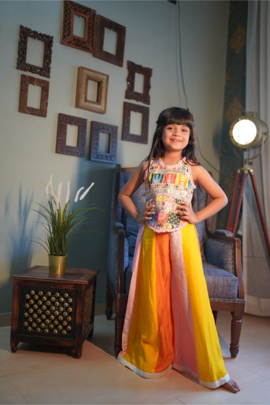 Multicolour Palazzo with embroidered top - Kirti Agarwal