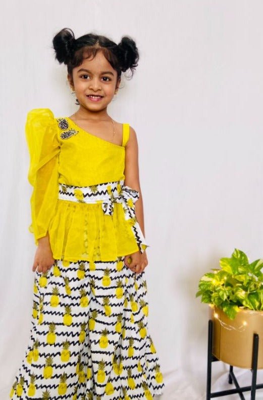 One off Shoulder balloned sleeve top with Palazzo - Kirti Agarwal