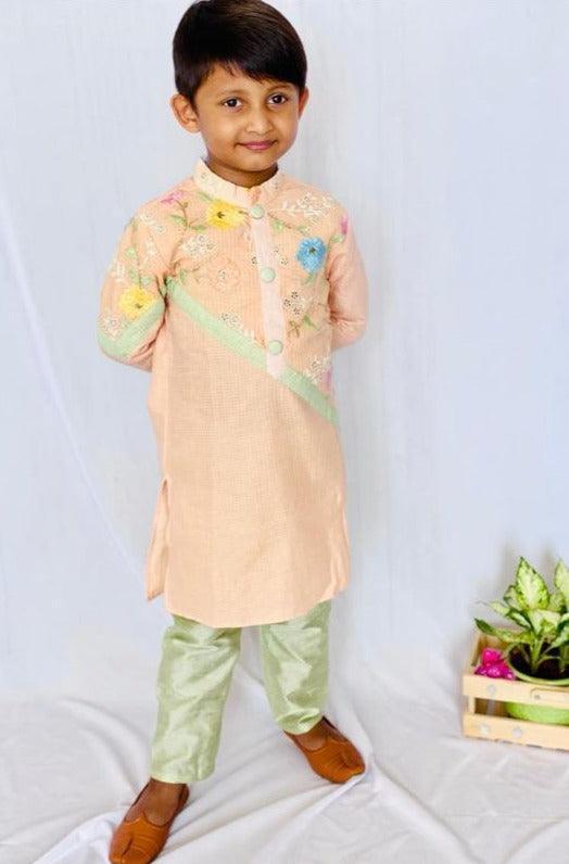 Orange Coloured Kurta with Green Chudidar - Kirti Agarwal