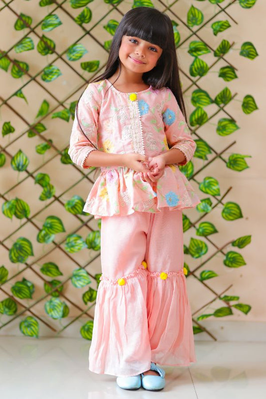 Peplum Embroidered top with Sharara - Kirti Agarwal