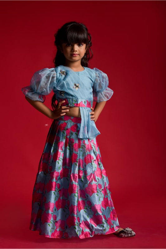 Puffed Sleeves crop top with Lahenga - Kirti Agarwal