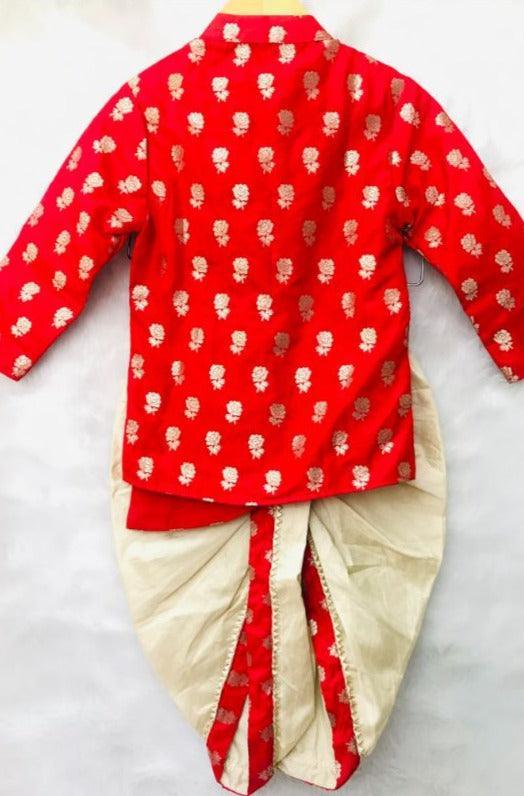 Red Brocade Kurta with dhoti - Kirti Agarwal