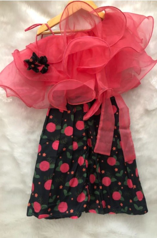 Ruffled Crop top with flowered Palazzo - Kirti Agarwal