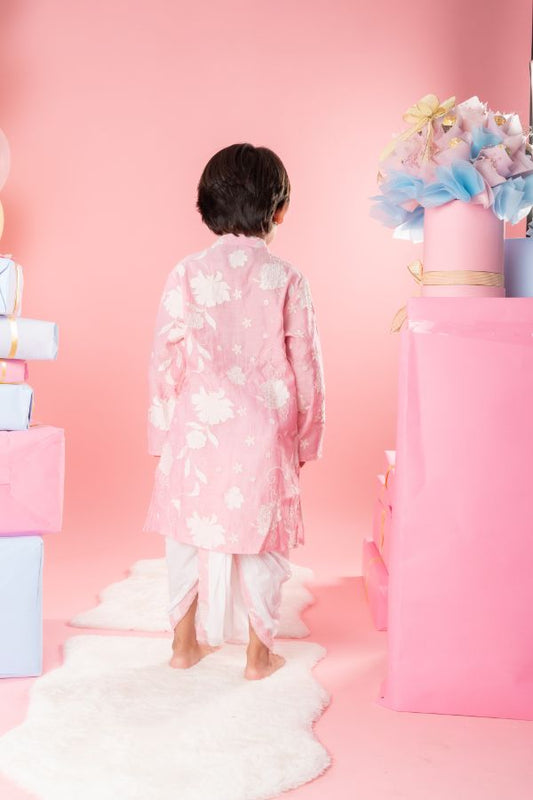 Sequins And Thread Work Pink Kurta With Dhoti - Kirti Agarwal