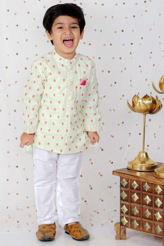 Thread Embroidered Kurta And White Pyjama - Kirti Agarwal