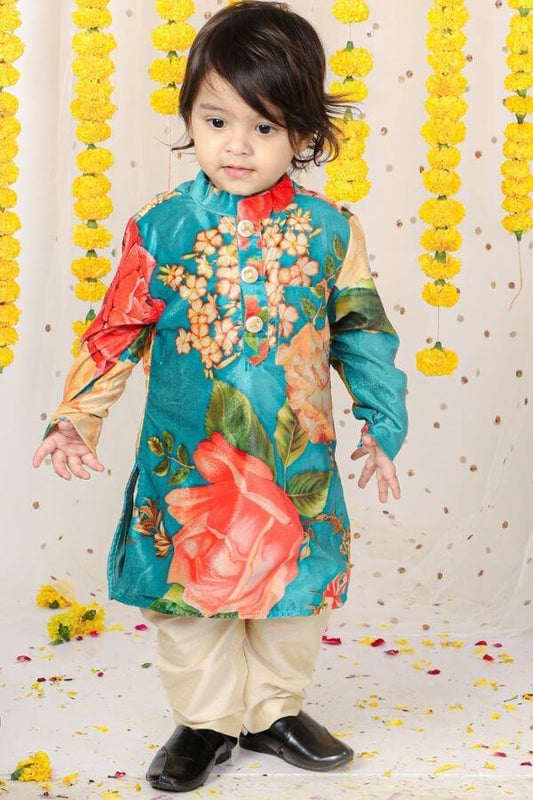 Velvet Floral printed Kurta With Pyjama. - Kirti Agarwal