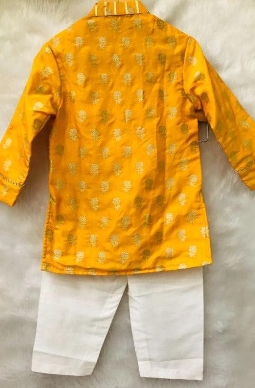 Yellow Brocade kurta with Chudidar - Kirti Agarwal