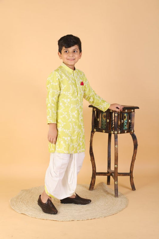 Yellow Green Kurta with Dhoti - Kirti Agarwal