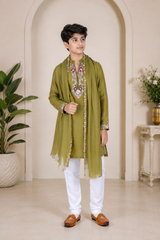 Green Embroidered Kurta set for boys and Palazzo Set for girls