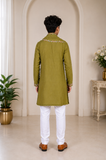 Elegant embroidered olive green kurta set with a matching dupatta| Designer Kids Ethnic Wear | Kirti Agarwal