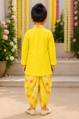 Lotus Embroidered Kurta with Printed Dhoti