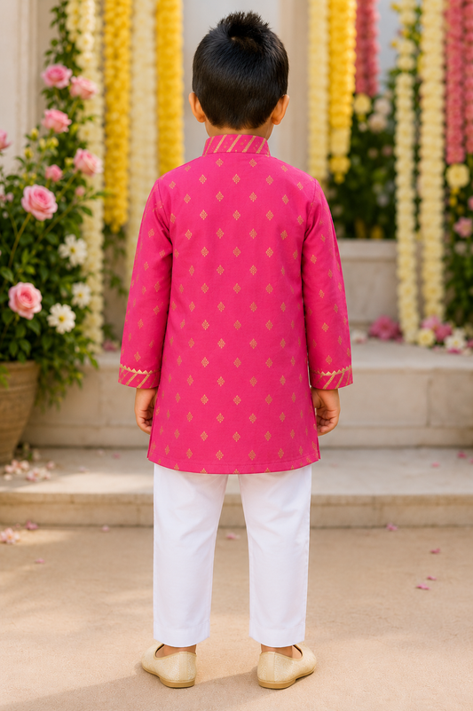 Pink Brocade Kurta with Chudidar