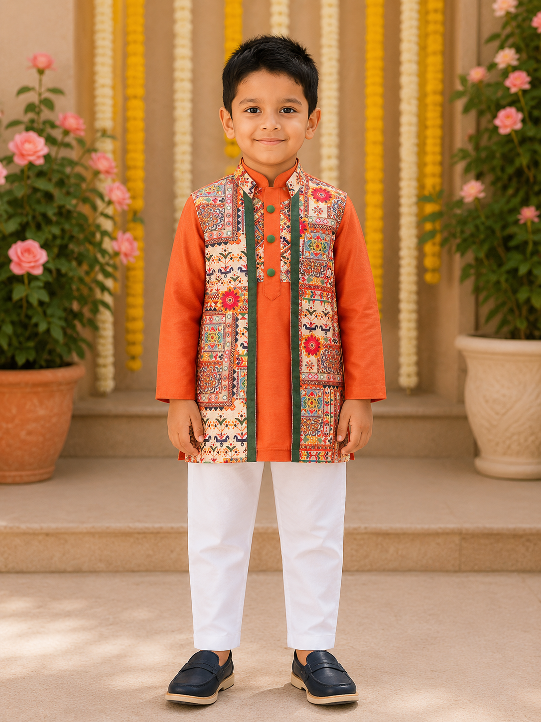 Short Kurta with Jacket and Chudidar