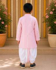 Pink Embroidered Kurta with Dhoti