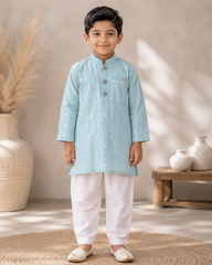 Ice Blue Embroidered Kurta with Chudidar