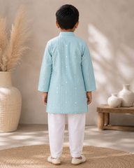 Ice Blue Embroidered Kurta with Chudidar