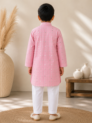 Pink Embroidered Kurta with Chudidar