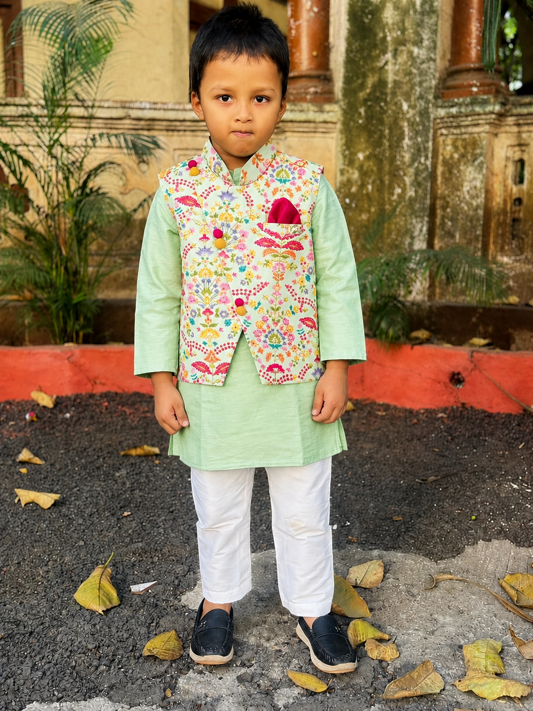 Green Embroidered Kurta with Chudidar