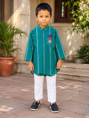 Dark Green Embroidered Kurta with Chudidar