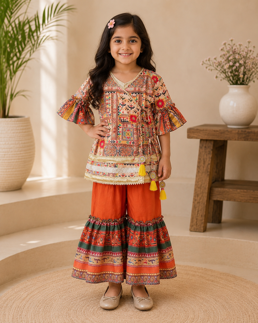 Short Angrakha Kurta with Sharara