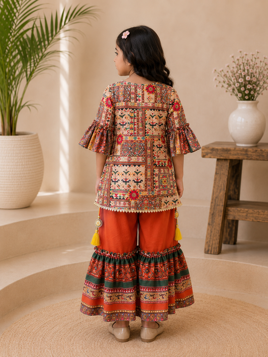 Short Angrakha Kurta with Sharara
