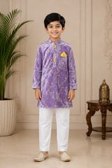 Embroidered Velvet Kurta with chudidar